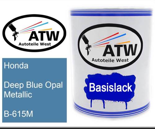 Honda, Deep Blue Opal Metallic, B-615M: 1L Lackdose, von ATW Autoteile West.
